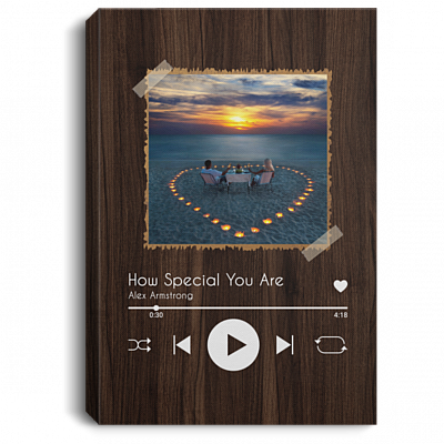 Personalized Custom Photo Couple's Song Gallery Wrapped Framed Canvas Prints - Unframed Poster, White, 0.75'' Framed Canvas