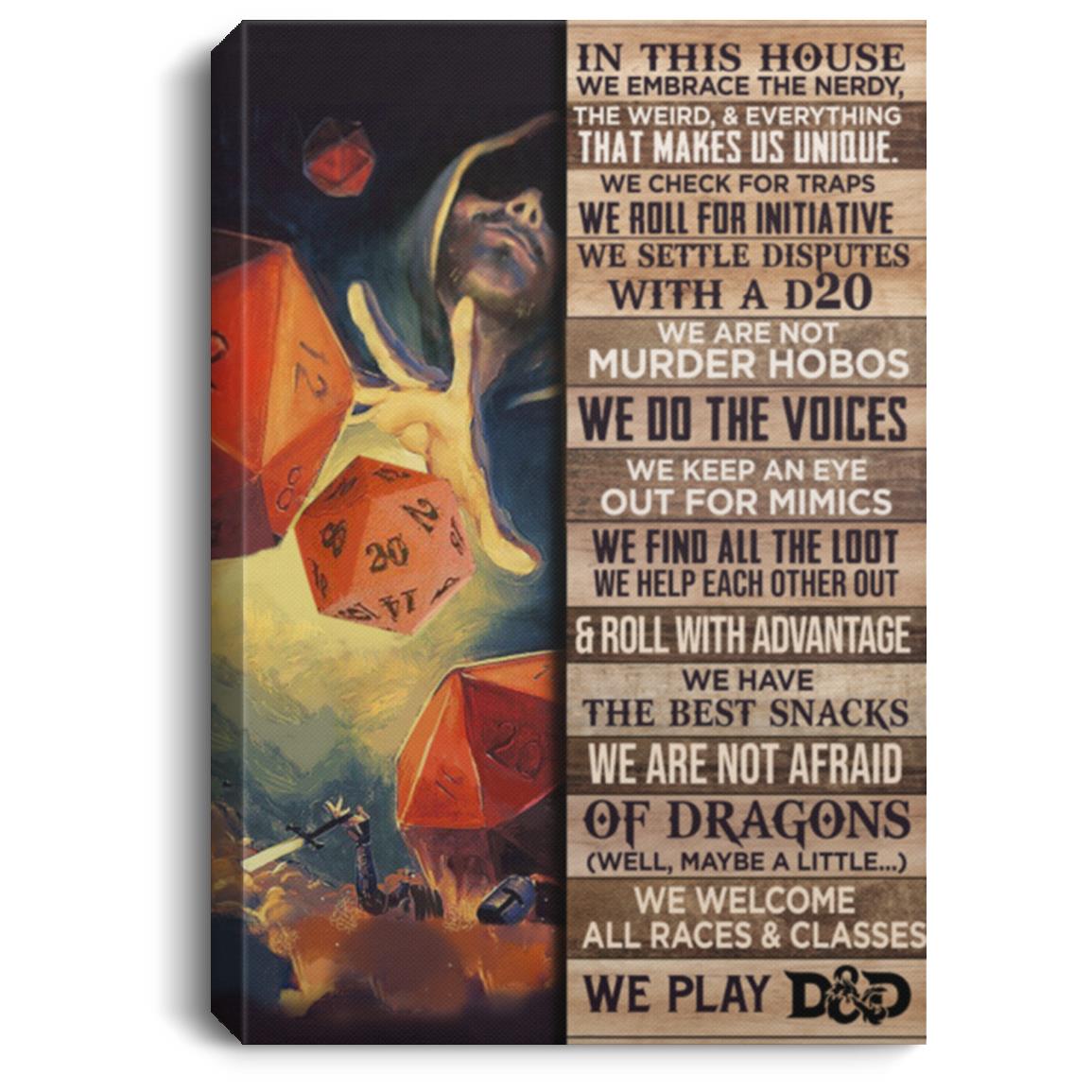 In This House We Embrace The Nerdy, White, 0.75'' Framed Canvas