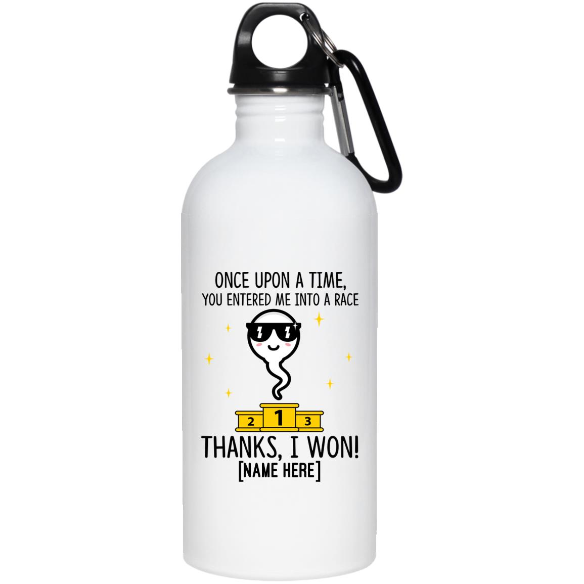 Personalized Once Upon A Time, White, 20 oz. Stainless Water Bottle