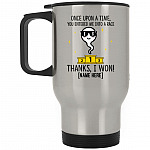 Personalized Once Upon A Time, Silver, 14 oz. Silver Travel Mug