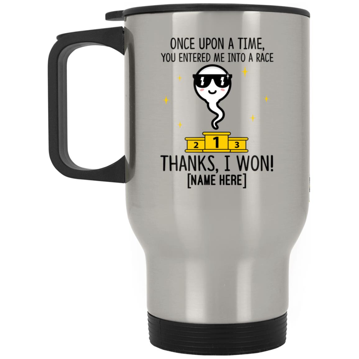 Personalized Once Upon A Time, Silver, 14 oz. Silver Travel Mug