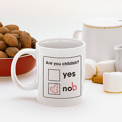 Alternative view of Are You Childish Yes Nob Ceramic Coffee Mug - Beer Stein - Water Bottle - Color Changing Mug- Funny Penis Mug