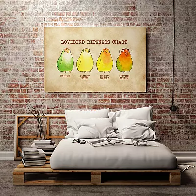 Alternative view of Lovebird Ripness Chart Framed Canvas - Funny Parrot Birds Unframed Poster