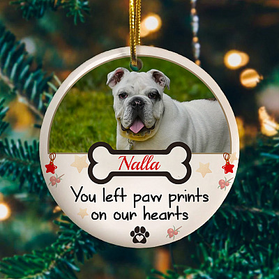 Alternative view of Personalized Photo You Left Paw Prints On Our Hearts Dog Memorial Circle Christmas Tree Ornament Keepsake
