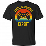 Social Distancing Expert Video Game, Black, Unisex T-Shirt