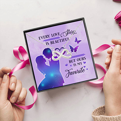 Alternative view of Every Love Story Is Beautiful But Ours Is My Favorite Infinity Heart Pendant Necklace - Necklace For Wife