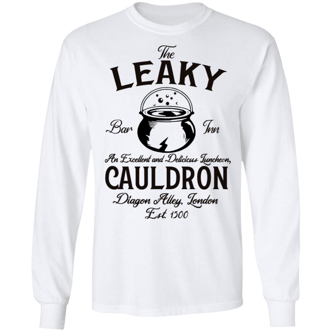 The Leaky Bar Inn Cauldron Hoodie, White, Long Sleeve