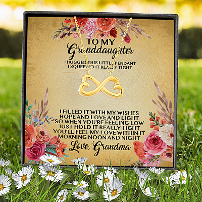Grandma To My Granddaughter I Hugged This Little Pendant I Squeezed It Really Tight Infinity Heart Pendant Necklace