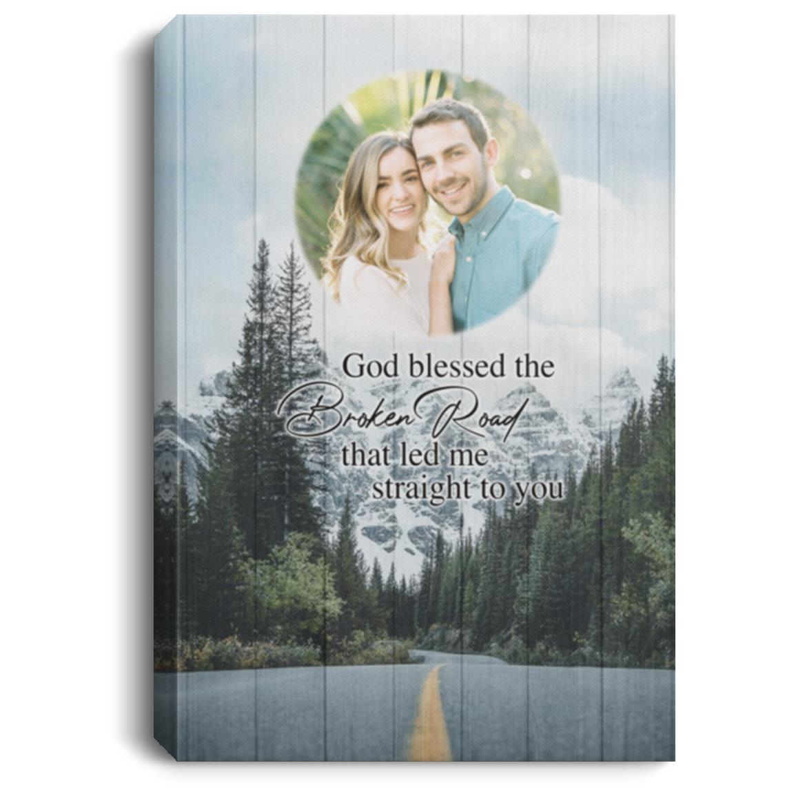 Custom Photo God Blessed, White, 0.75'' Framed Canvas