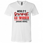Personalized World's Grumpiest, White, V-Neck T-Shirt