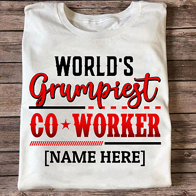 Alternative view of Personalized World's Grumpiest Co-worker T-Shirt - V-Neck Shirt - Funny Co-worker Gifts