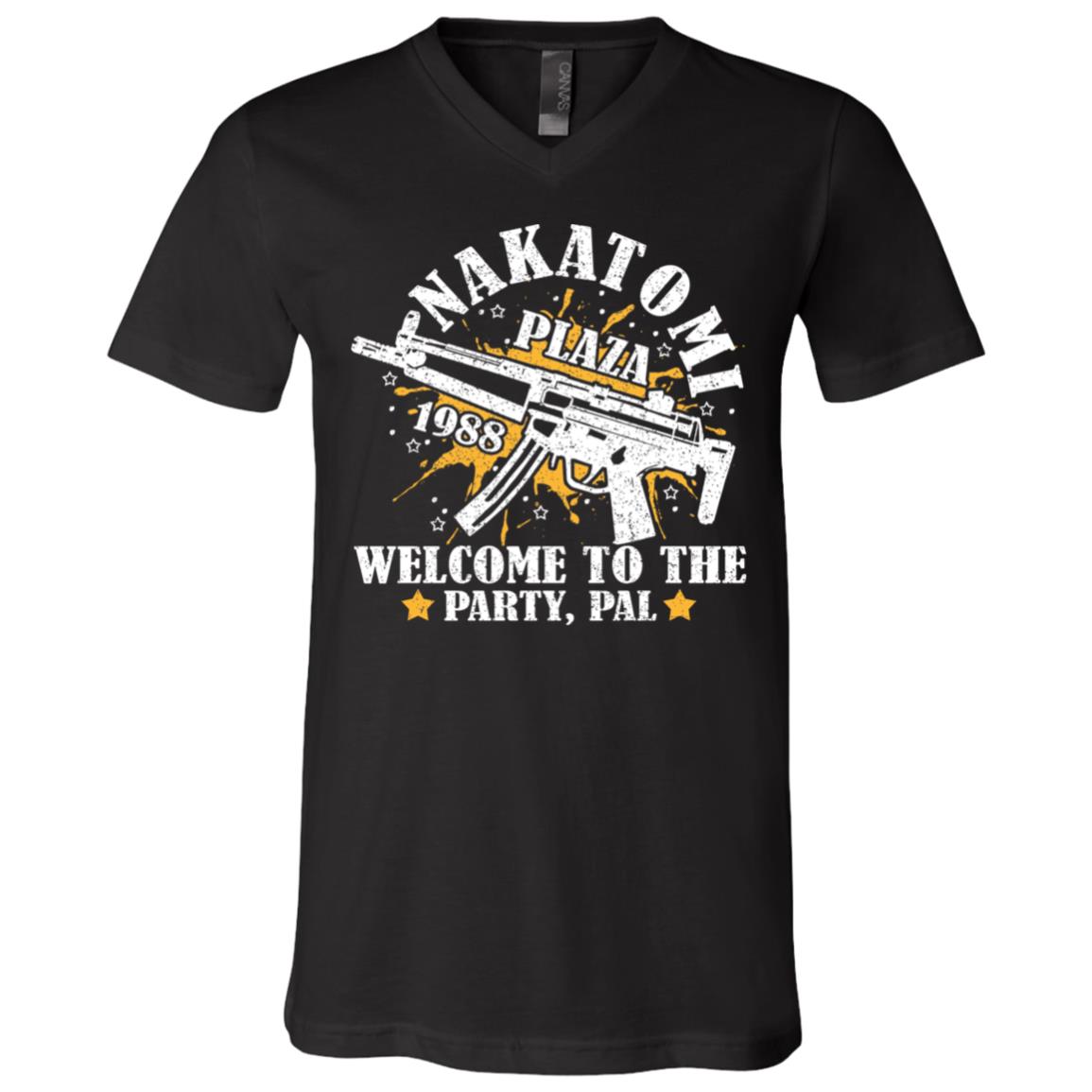 Nakatomi Plaza 1988 Welcome To The Party Pal, Black, V-Neck T-Shirt
