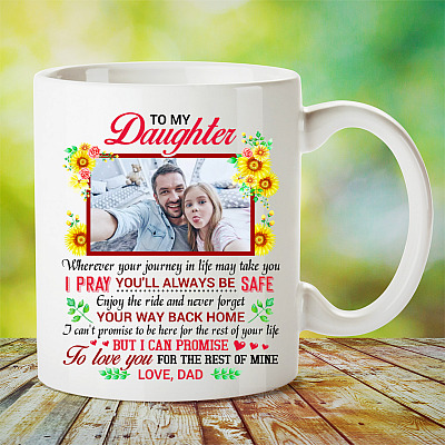 Alternative view of Personalized Photo Dad to My Daughter Wherever Your Journey in Life May Take You Ceramic Mug - Water Bottle