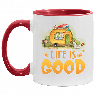Life Is Good Camping Life Accent Mug, White/Red, 11 oz. Accent Mug