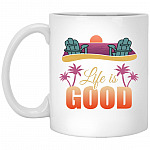 "Life is Good Beach Life Ceramic Coffee Mug, White, 11 oz. White Mug
