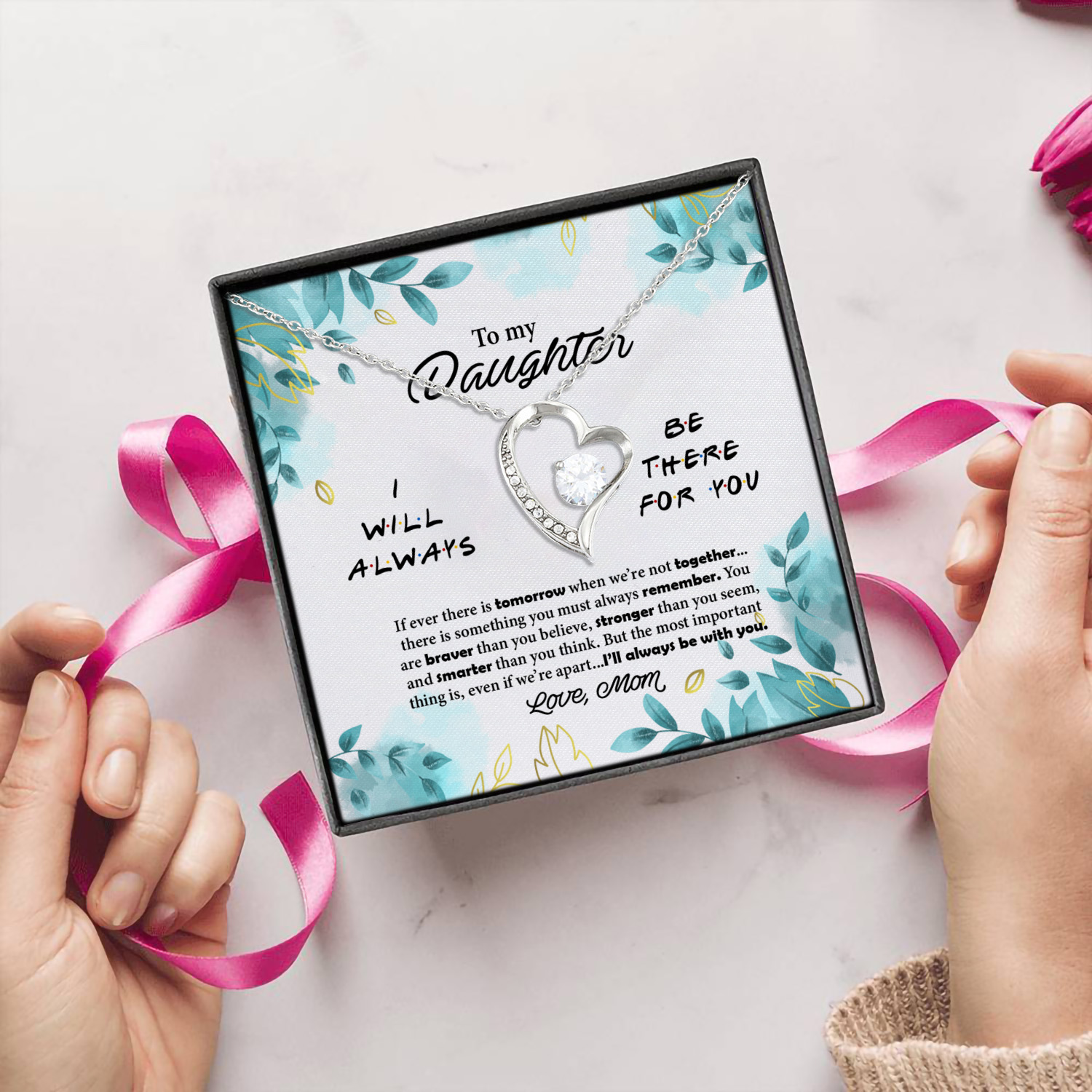 67 HG_ To My Daughter Be There For You MOM Forever Love Necklace (Silver) 5