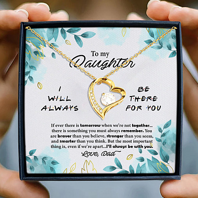 From Dad To My Daughter I Will Always Be There For You Love Dad Forever Heart Pendant Necklace