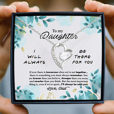 Alternative view of From Dad To My Daughter I Will Always Be There For You Love Dad Forever Heart Pendant Necklace