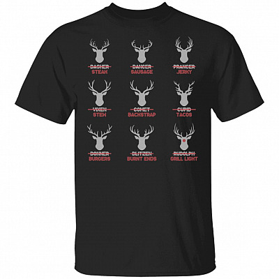 All of Santa's Reindeer, Black, Unisex T-Shirt