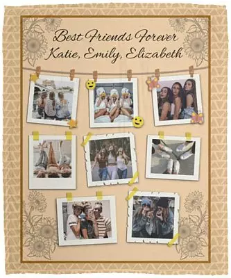 Personalized Photo Blanket For Best Friends, White, Cozy Plush Fleece Blanket - 50x60