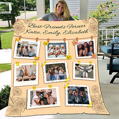 Alternative view of Personalized Photo Blanket For Best Friends - Best Friends Forever Custom Image Fleece Blanket Mink Blanket
