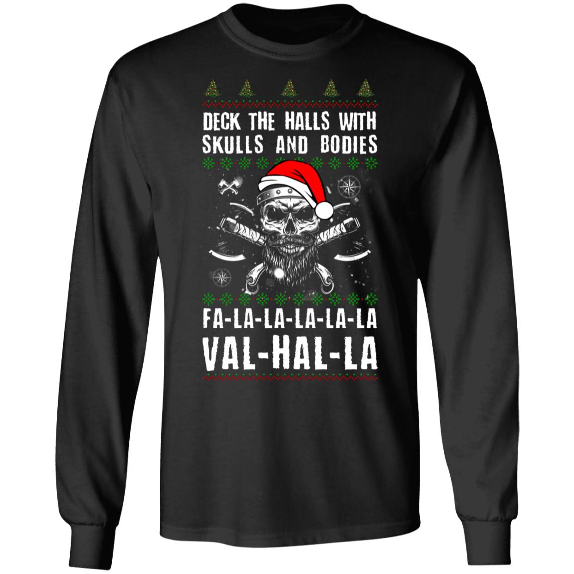 Fun Deck The Halls Skulls, Black, Long Sleeve