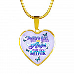Butterflies Daddy's Girl I Used To Be His Angel Heart Pendant Necklace - Butterfly Father Daughter Necklace - Heart Luxury Necklace (Gold Plated)