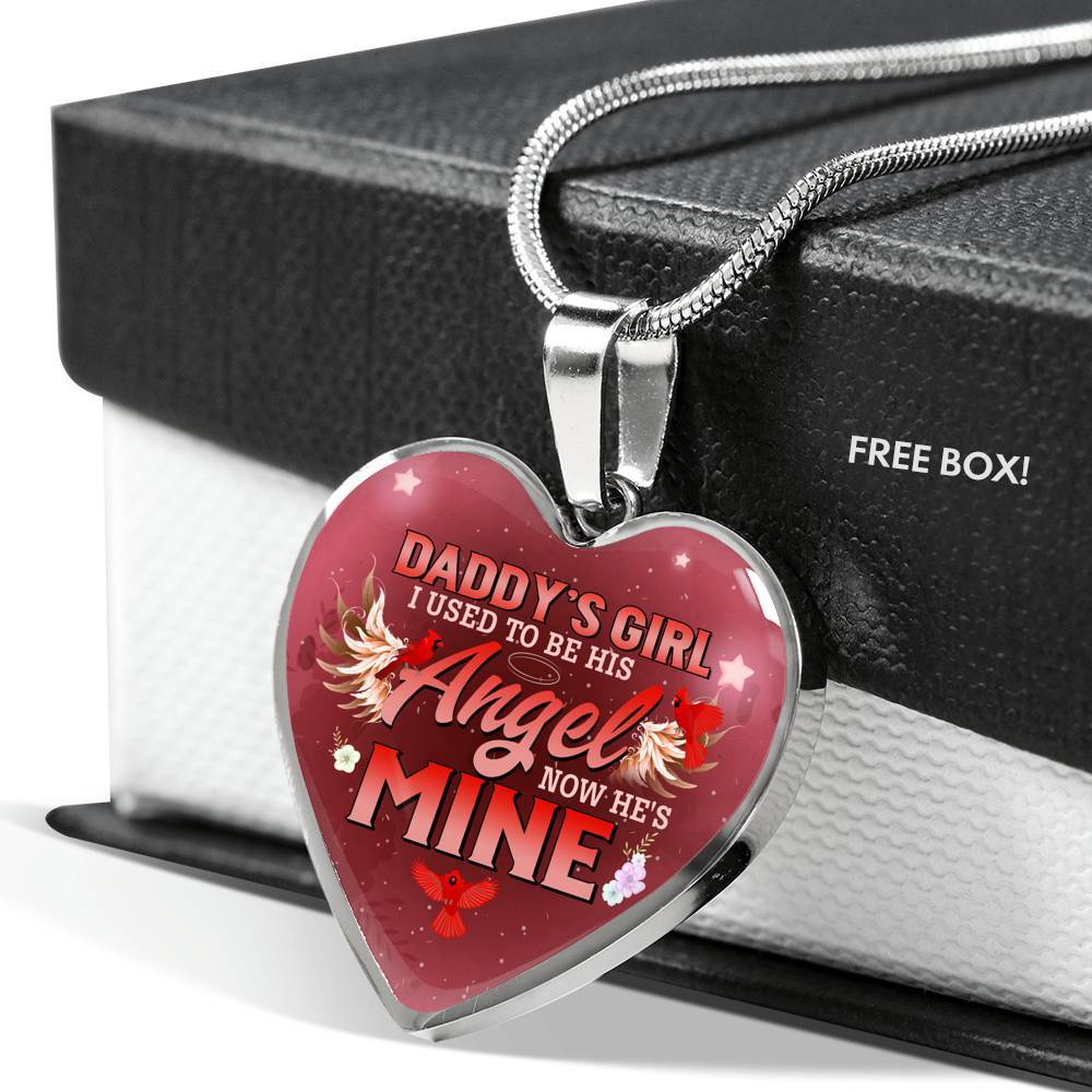Cardinal Bird Daddy's Girl I Used To Be His Angel Heart Pendant Necklace - Red Cardinal Dad Daughter Necklace - Heart Luxury Necklace (Silver) Cardinal Bird Daddy's Girl I Used To Be His Angel Heart Pendant Necklace - Red Cardinal Dad Daughter Necklace - Heart Luxury Necklace (Silver)