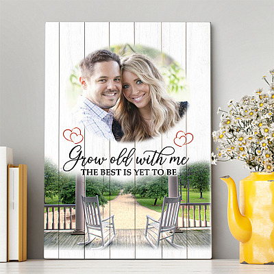 Alternative view of Personalized Photo for Couples Grow Old with Me the Best Is yet To Be Framed Canvas - Unframed Poster
