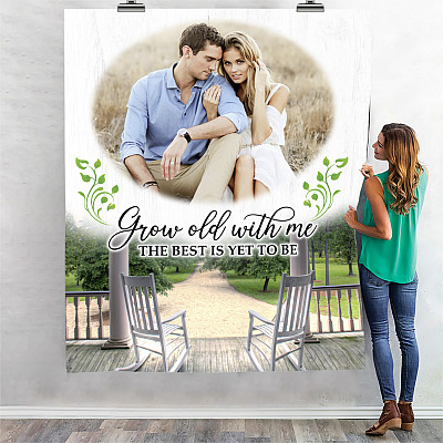 Alternative view of Personalized Photo for Couples Grow Old with Me the Best Is yet To Be Fleece Blanket - Mink Blanket
