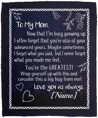 Personalized To My Mom Blanket, White, Cozy Plush Fleece Blanket - 50x60