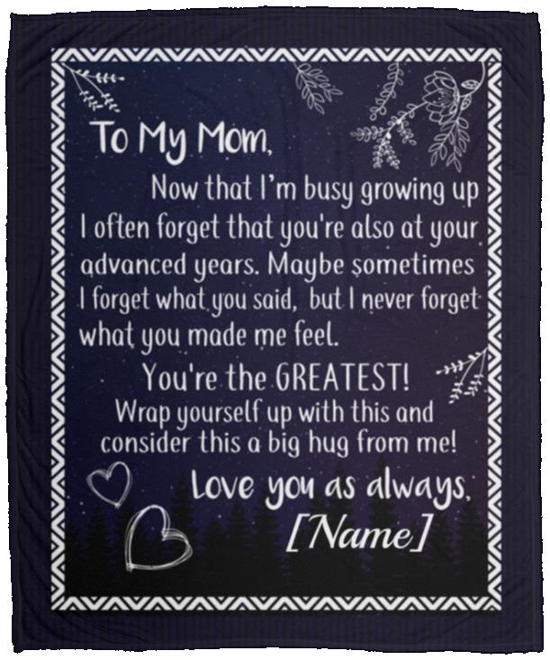 Personalized To My Mom Blanket, White, Cozy Plush Fleece Blanket - 50x60