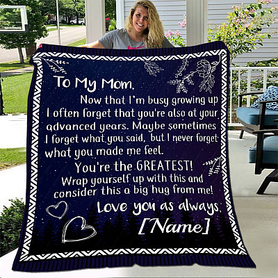 Alternative view of Personalized To My Mom Fleece Mink Blanket - Now That I'm Busy Growing Up Woven Blanket