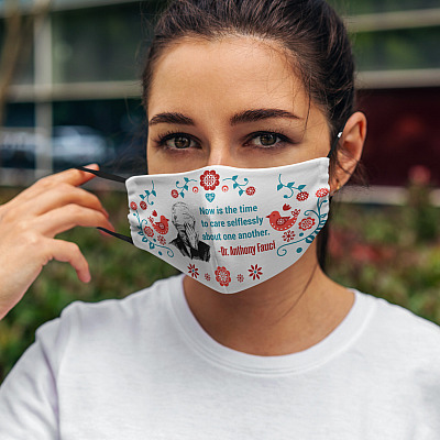 Alternative view of Dr. Fauci Now Is the Time to Care One Another 2020 Pandemic Quarantine Custom Printed Cloth Face Mask Cover