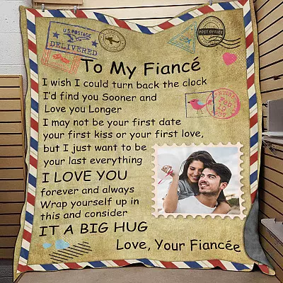 Personalized Custom Photo Airmail Letter To My Fiance To My Future Wife Girlfriend Fleece Blanket - Mink Blanket