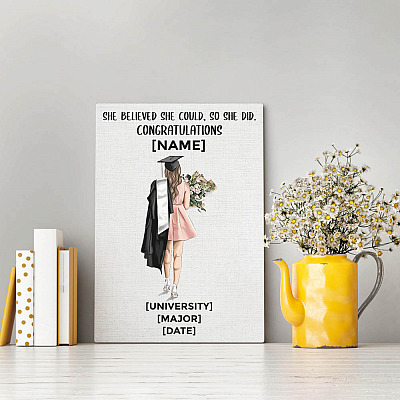 Alternative view of Personalized Graduation Gifts Framed Canvas - She Believe She Could Do So She Did It Unframed Poster