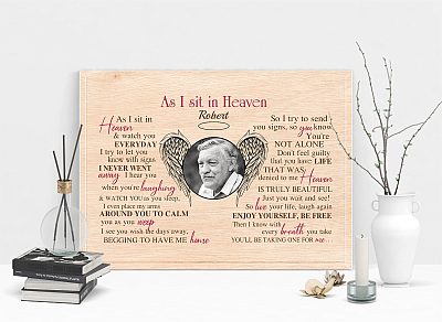 Alternative view of Custom Photo Memorial Framed Canvas Personalized - As I Sit in Heaven Watch You Everyday Unframed Poster
