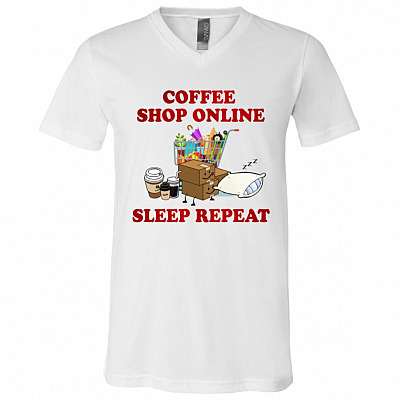 Coffee Lover T-Shirt, White, V-Neck T-Shirt