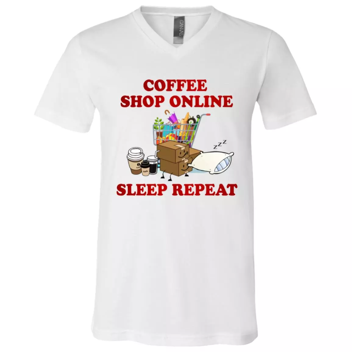 Coffee Lover T-Shirt, White, V-Neck T-Shirt