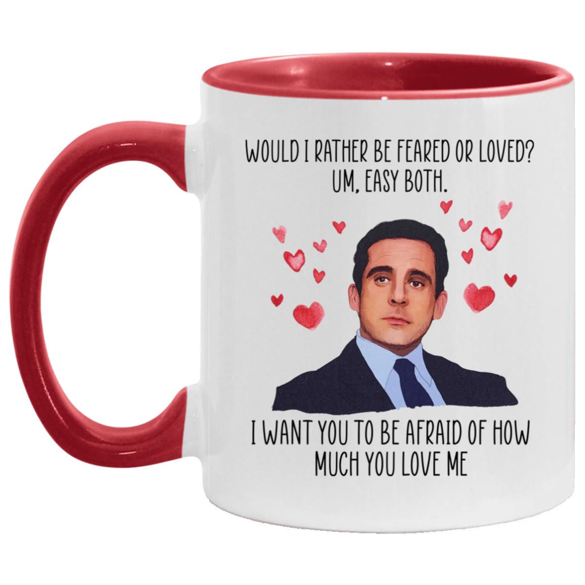 Afraid Of Love Accent Mug, White/Red, 11 oz. Accent Mug