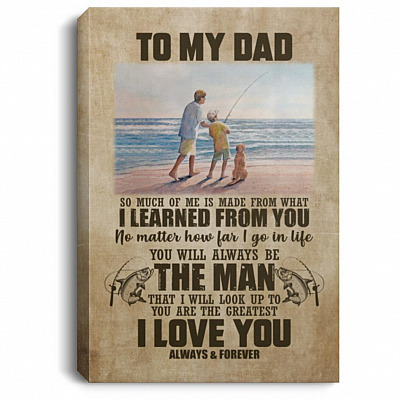 Fishing To My Dad Canvas, White, 0.75'' Framed Canvas