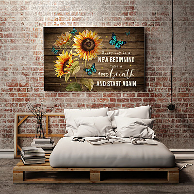 Alternative view of Sunflower Everyday Is a New Beginning Take a Deep Breath and Start Again Framed Canvas - Unframed Poster