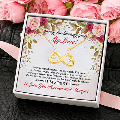 Alternative view of Sorry for Hurting My Love Apolgize Wife Girlfriend Gift Infinity Heart Pendant Necklace