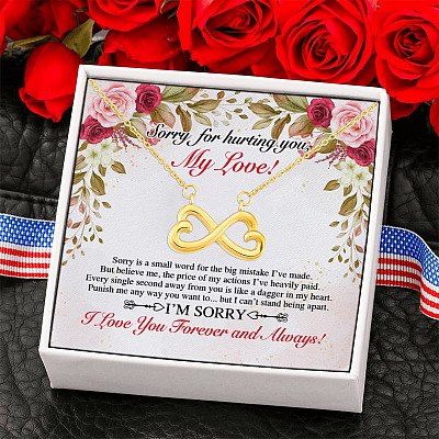 Sorry for Hurting My Love Apolgize Wife Girlfriend Gift Infinity Heart Pendant Necklace