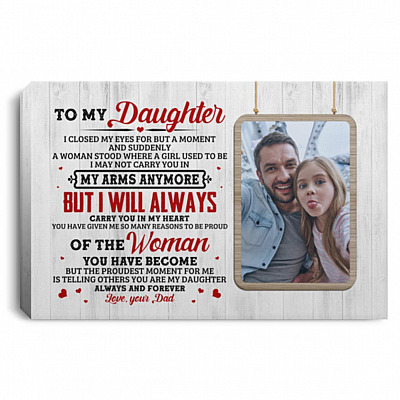 Personalized Photo Dad To My, White, 0.75'' Framed Canvas