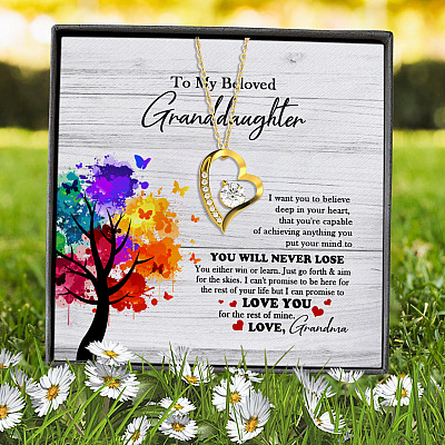 Grandma To My Beloved Granddaughter I Want You To Believe Deep In Your Heart Forever Love Heart Pendant Necklace