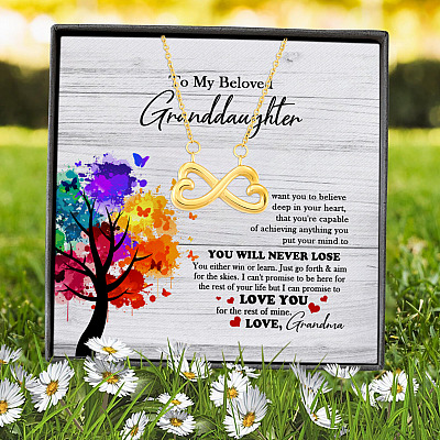 Grandma To My Beloved Granddaughter I Want You To Believe Deep In Your Heart Infinity Heart Pendant Necklace