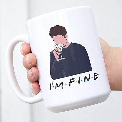 Alternative view of Friends I'm Fine Ross Geller Lovers Funny Sarcasm Ceramic Coffee Mug - Friends Lovers Gift Travel Mug