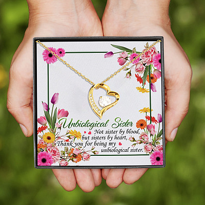 Best Friends Forever Thank You for Being My Unbiological Sister Forever Love Pendant Necklace