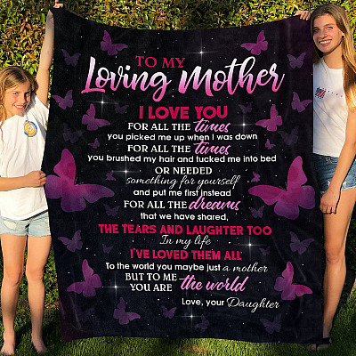 Alternative view of To My Loving Mother I Love You for All the Times You Pick Me Up Butterfly Fleece Blanket-Mink Sherpa Blanket